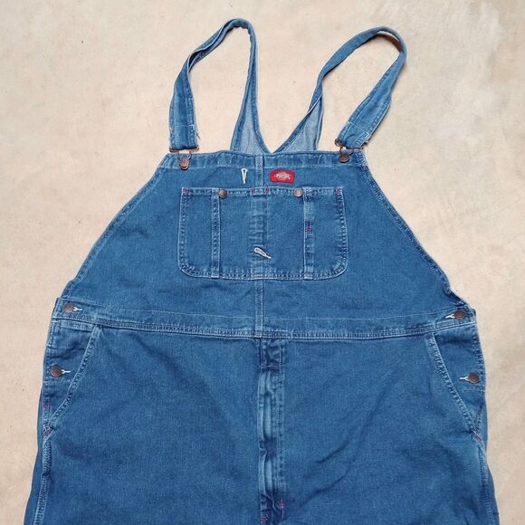 Dickies Blue Denim Jean Pant Workwear Bib Overalls - Size 50x30 - Picture 2 of 8